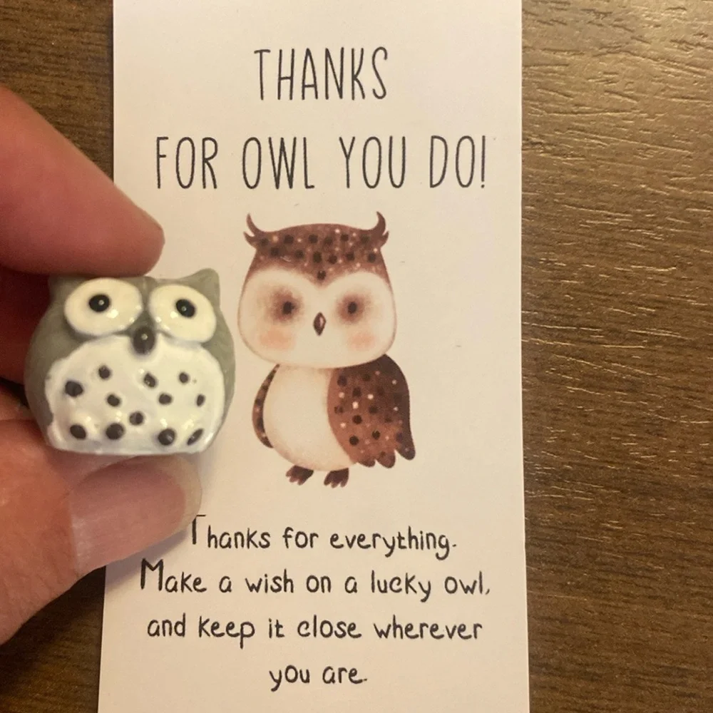 Owl Figurine - Gray and White, Inspirational